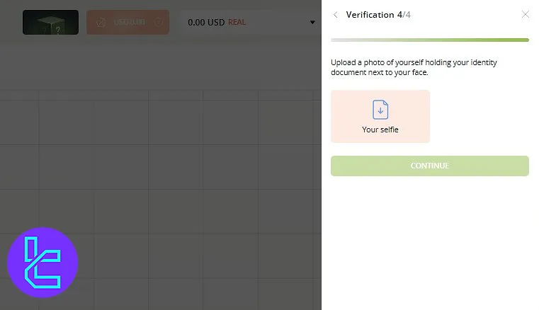 Raceoption user verification selfie