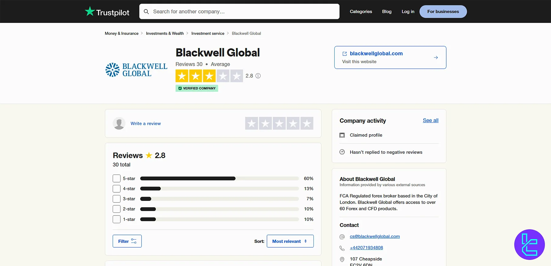 BLACKWELL GLOBAL on Trustpilot