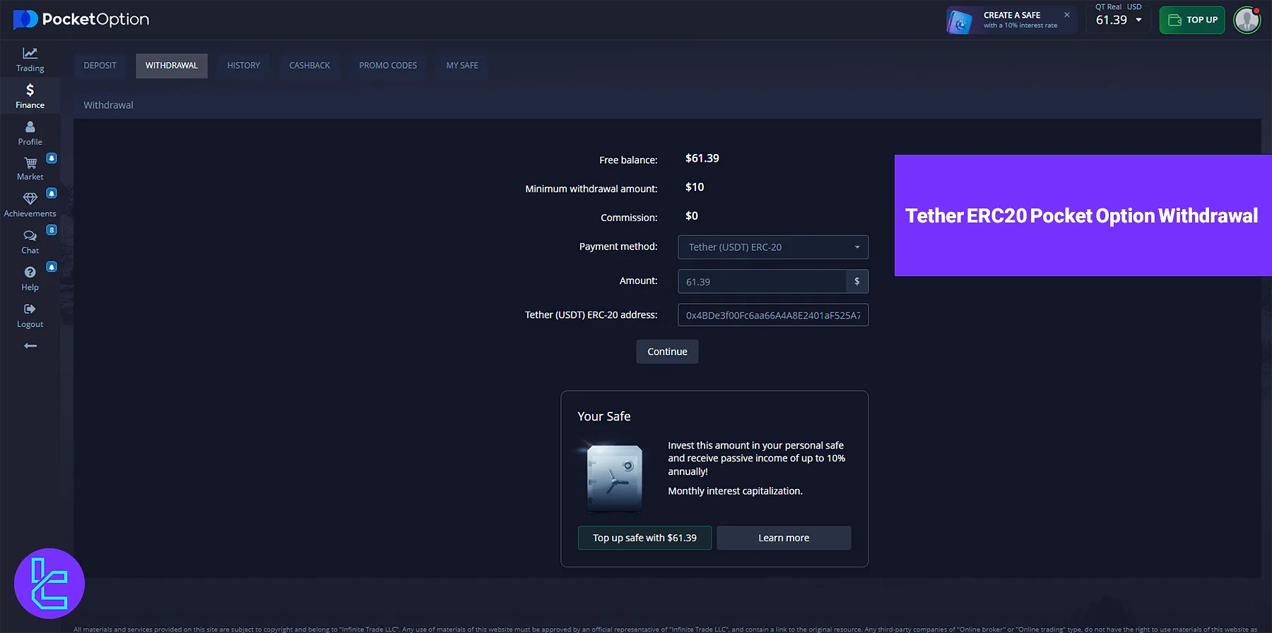 Tether ERC20 Pocket Option Withdrawal