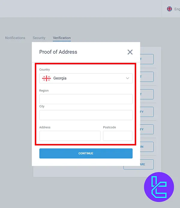 LiteFinance KYC Address Form