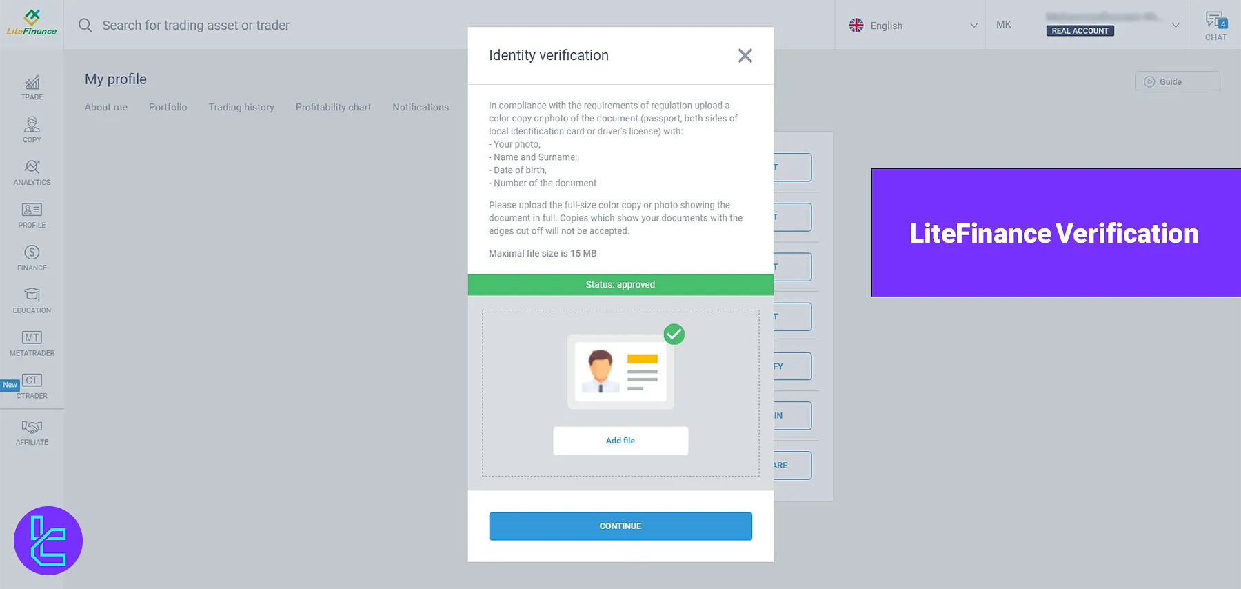 LiteFinance Verification - KYC in 3 steps, [1 day for review] 2025