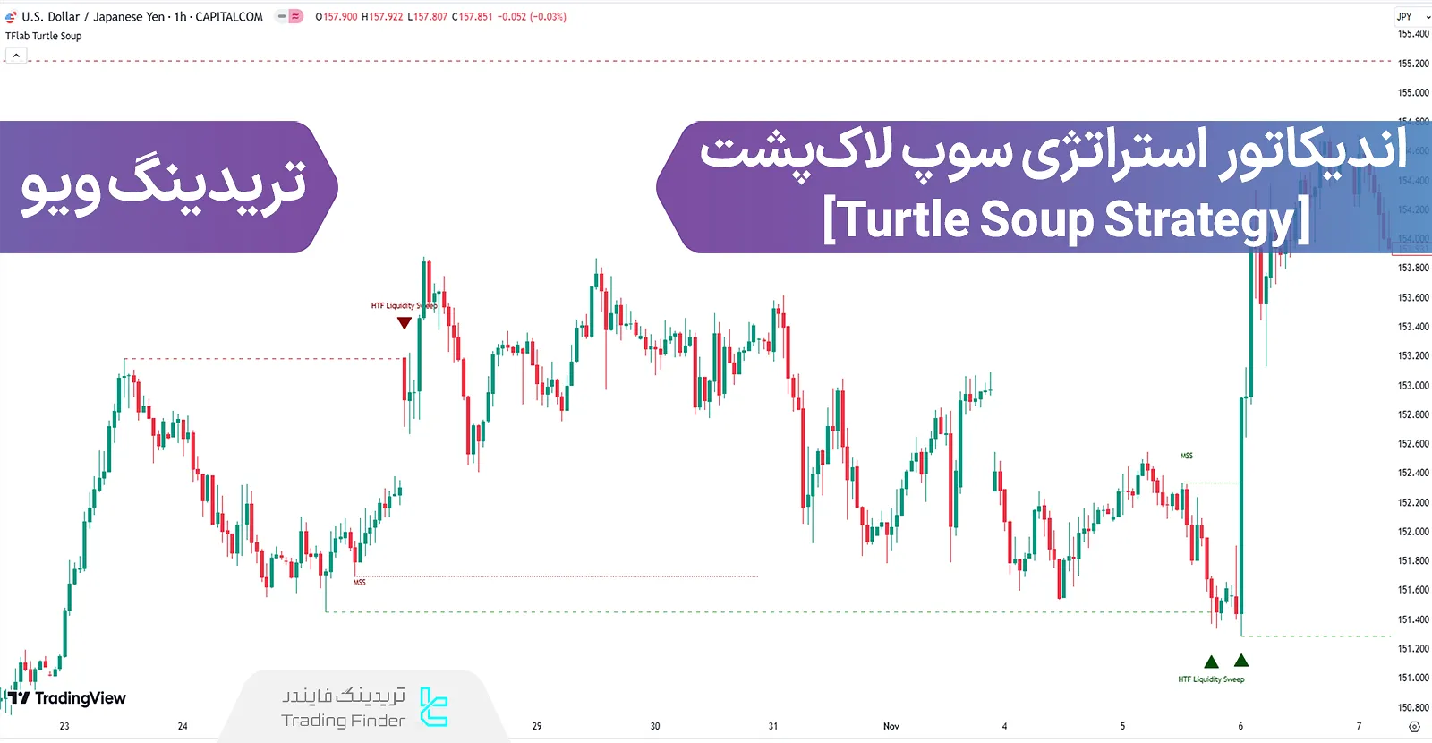 اضافه کردن اندیکاتور استراتژی سوپ‌ لاک‌پشت (Turtle Soup Strategy) تریدینگ ویو