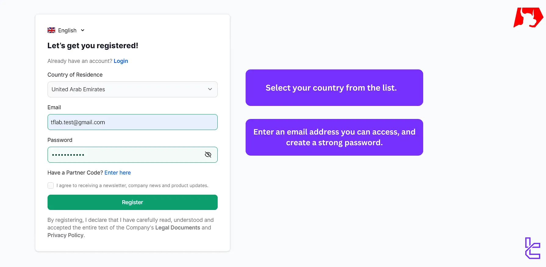 XM group registration form