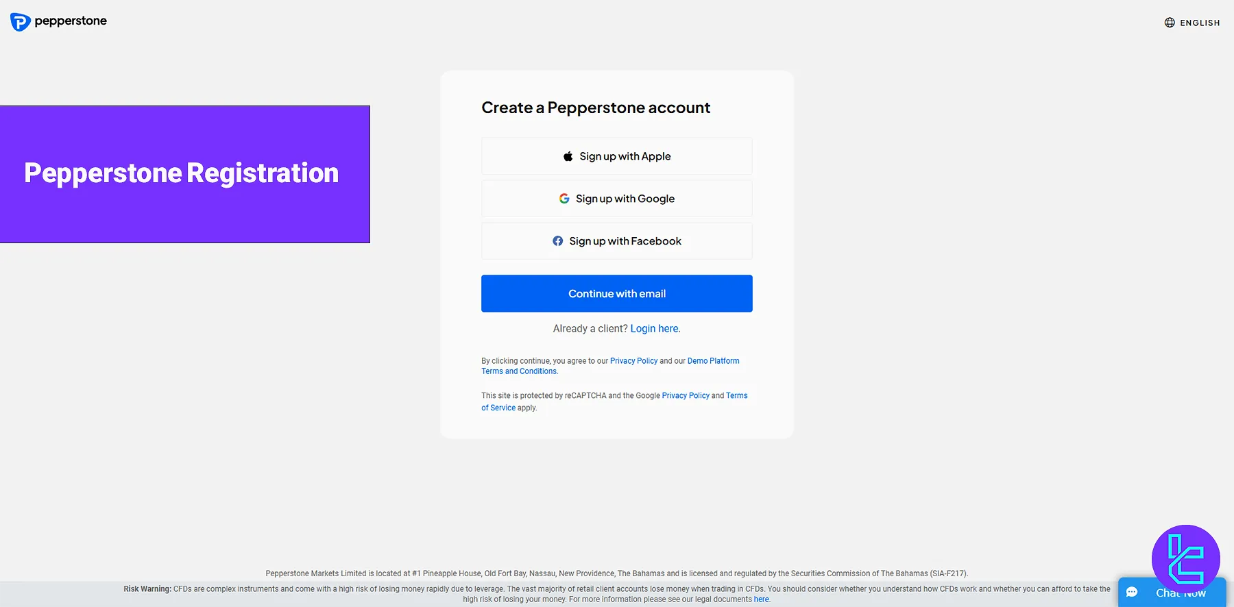 Pepperstone Registration - Using Email, Apple ID, or Facebook in 2025
