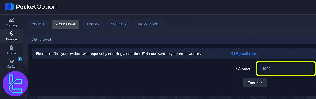 Pocket Option first-time withdrawal PIN code