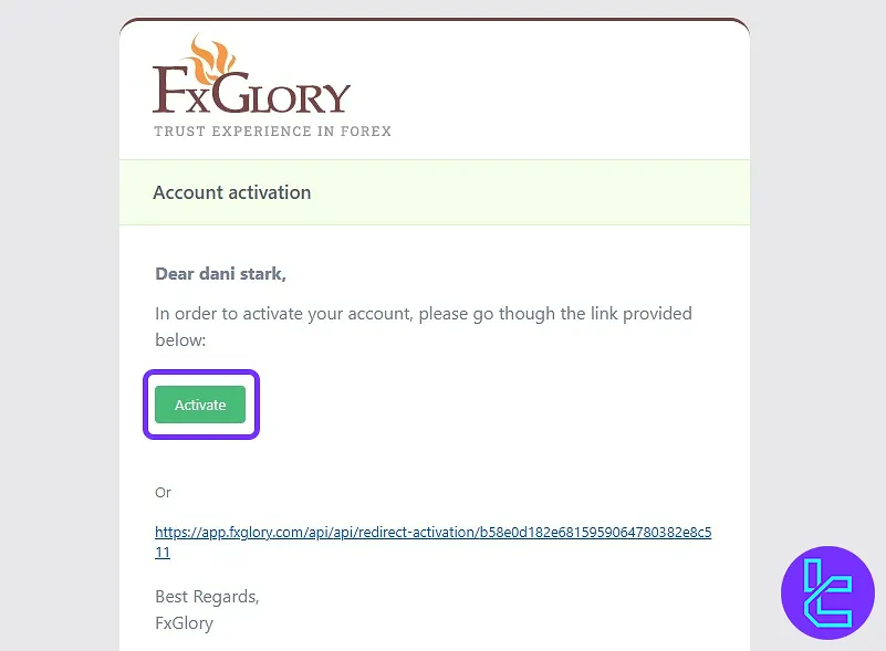 Activate email for FXGlory account opening