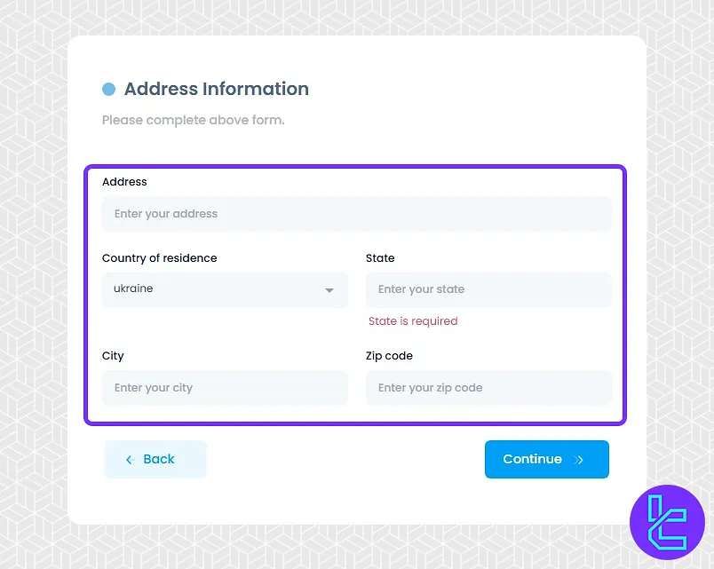 FXGlory account registration address information