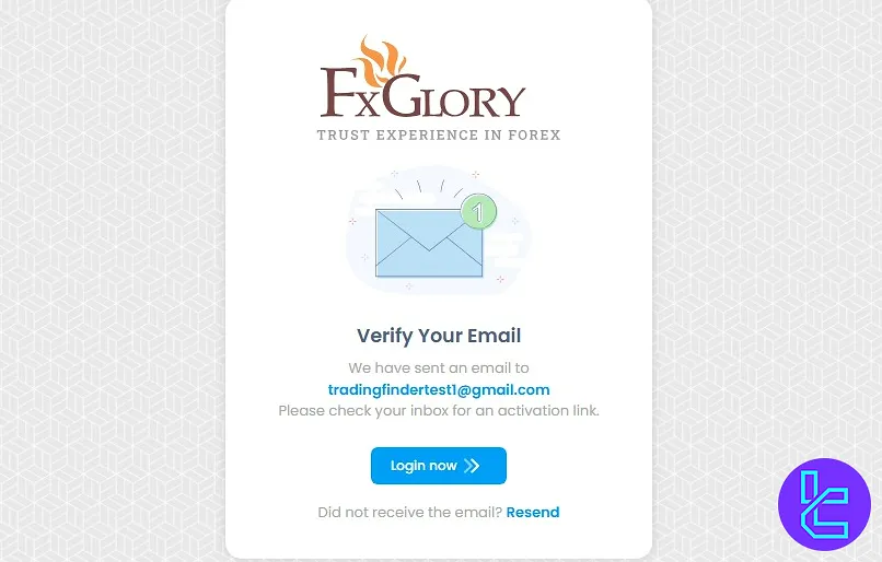 FXGlory sign-up email verification