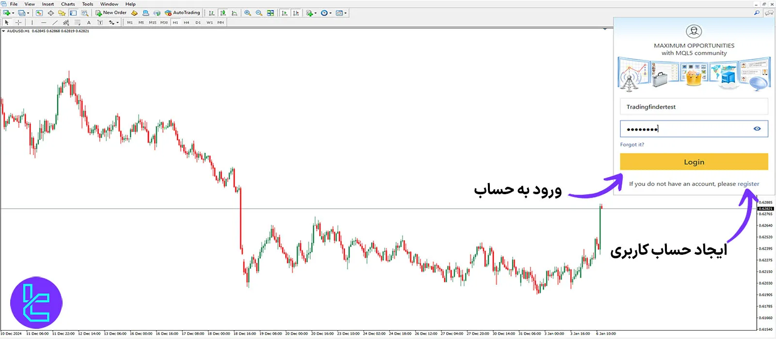 ساخت حساب کاربری در MT4