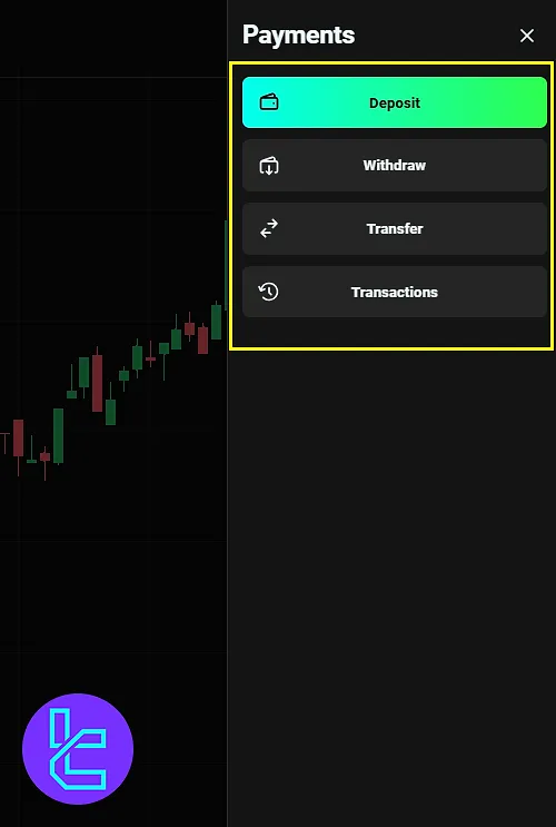 Olymp Trade Payment Section Interface