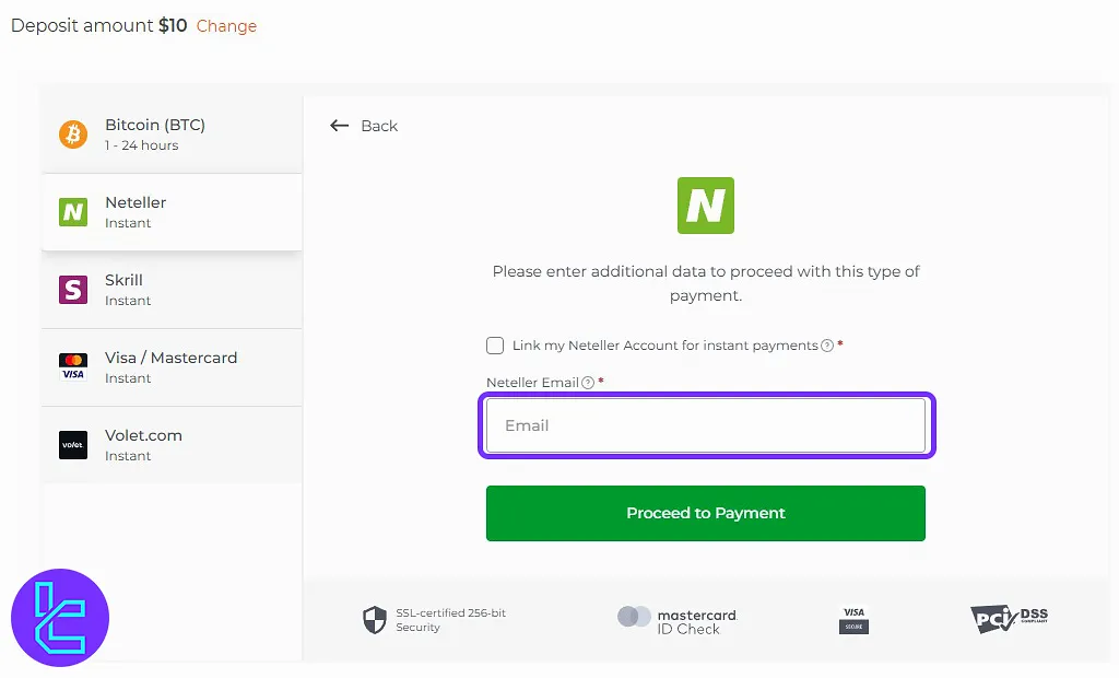 IQ Option Neteller account funding email address