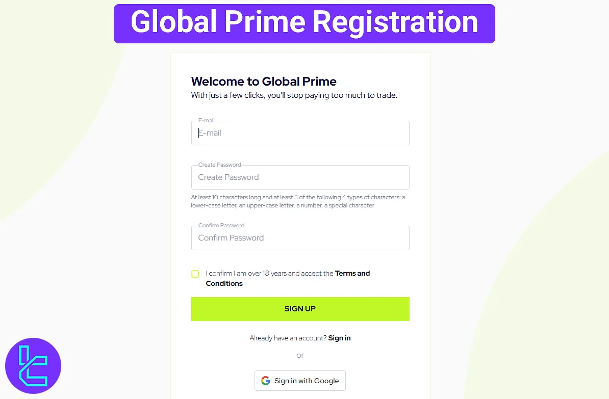 Global Prime registration process