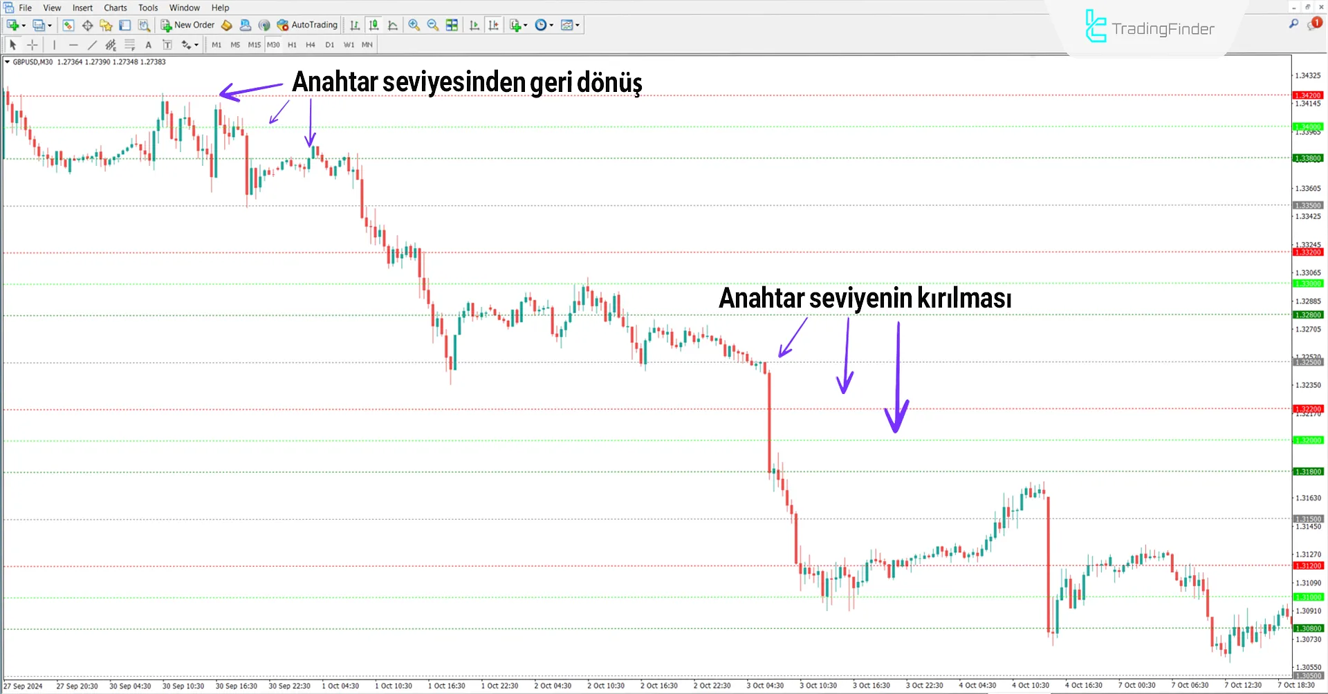 Temel fiyat eylem seviyeleri İndikatörü MT4 için - [TFlab] 2