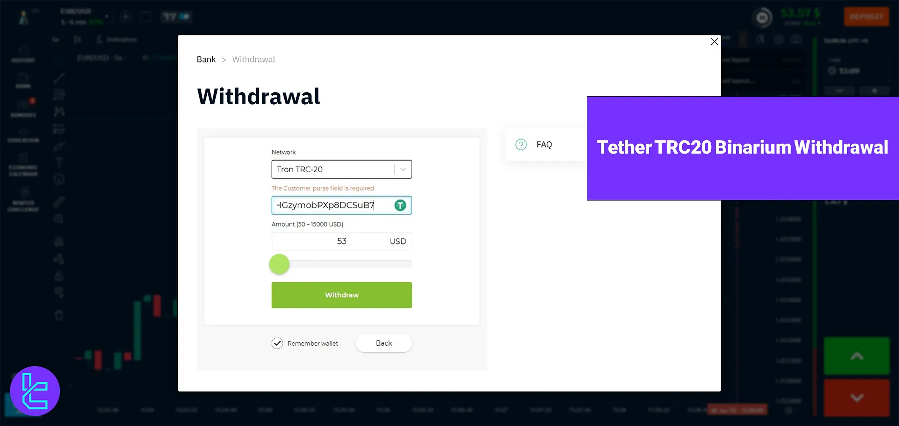 Tether TRC20 Binarium Withdrawal - Cash-outs in 24 hours 2025