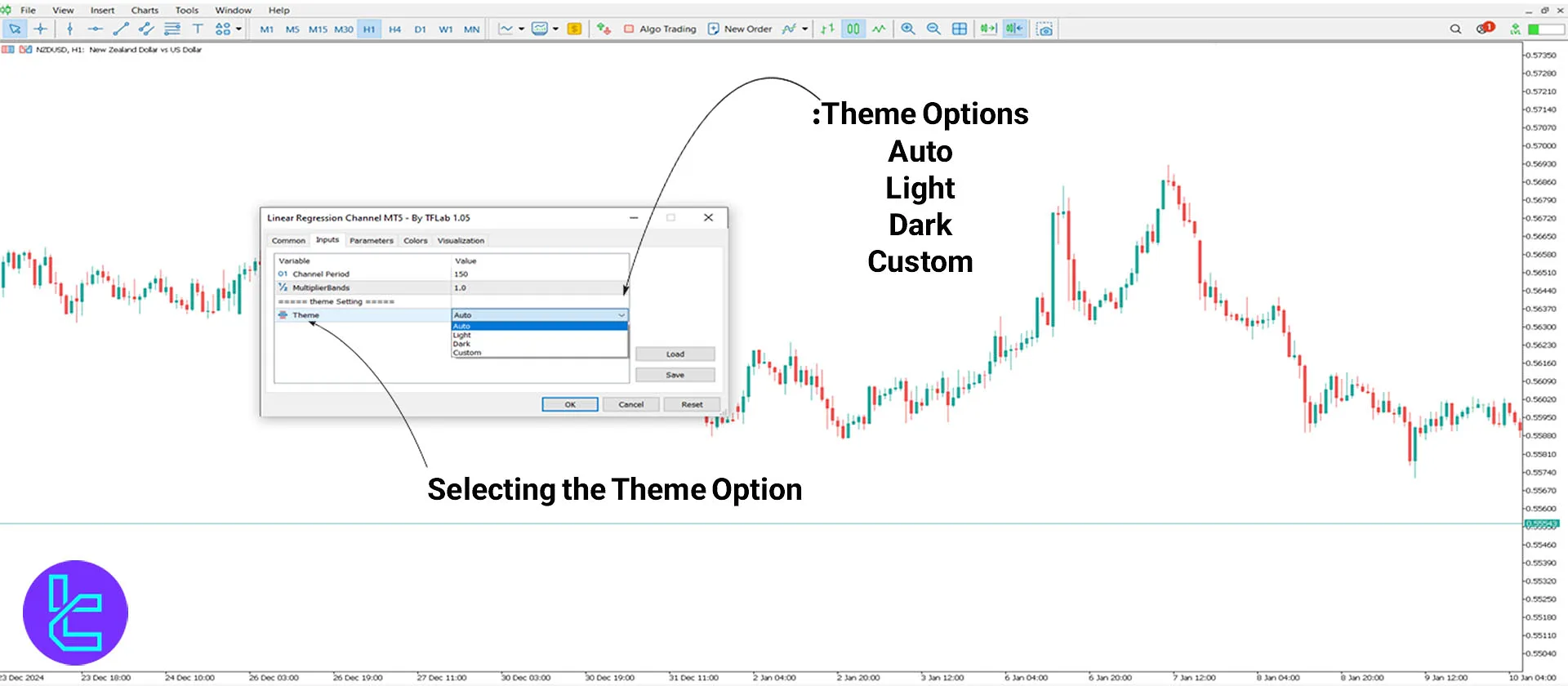 Theme options for MT5 indicators