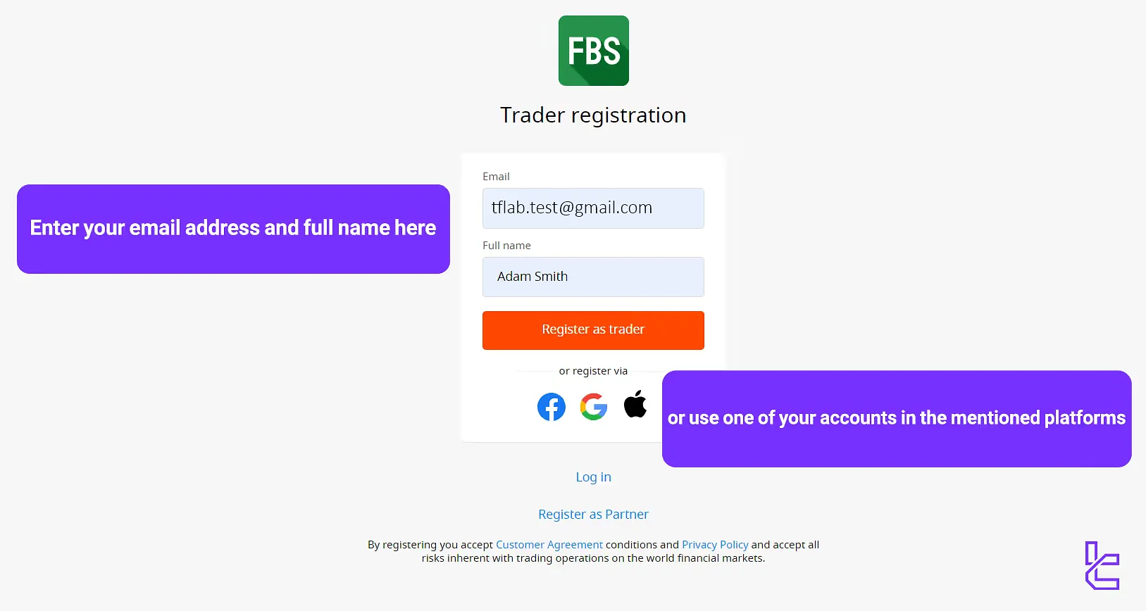 FBS registration form