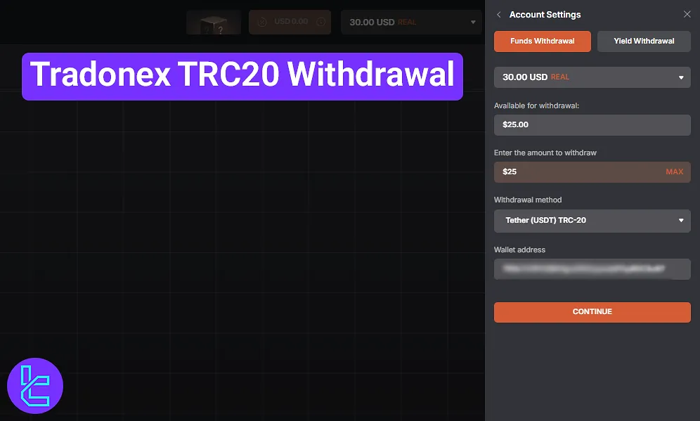 Tradonex TRC-20 Withdrawal