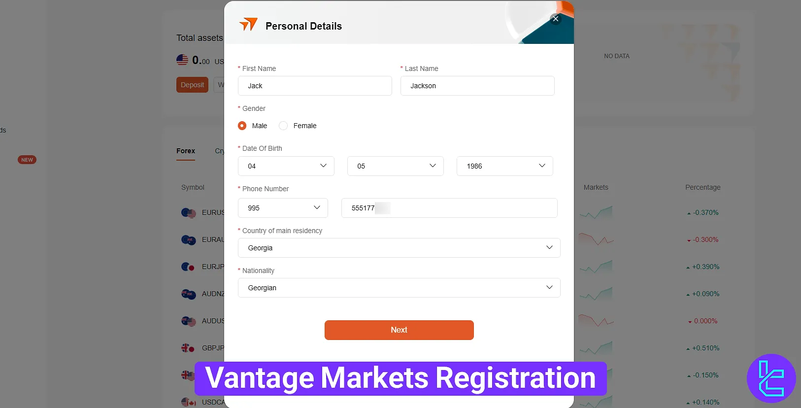 Vantage Markets registration