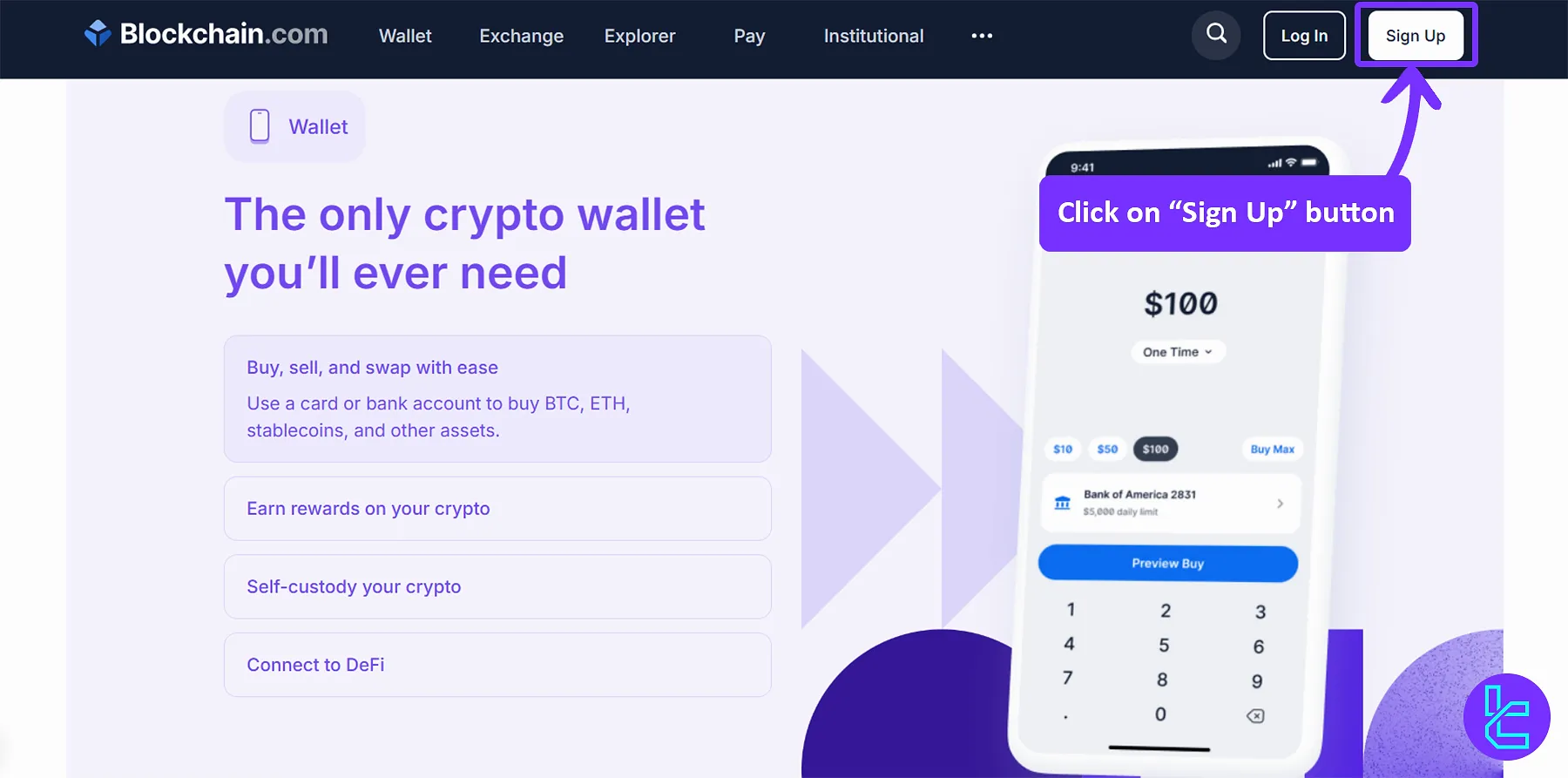 Blockchain.com "Sign Up" button