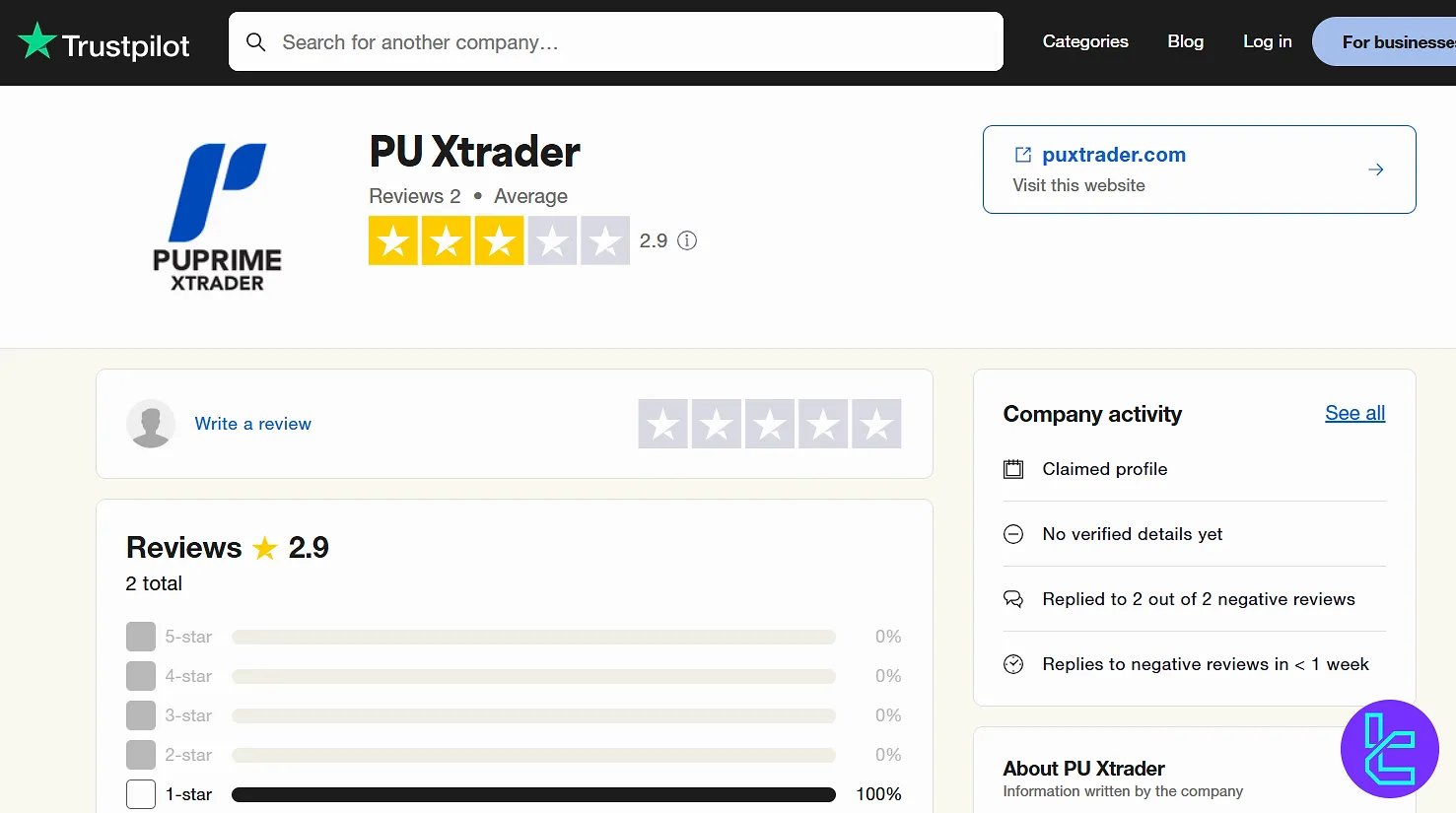 PU Xtrader Trustpilot