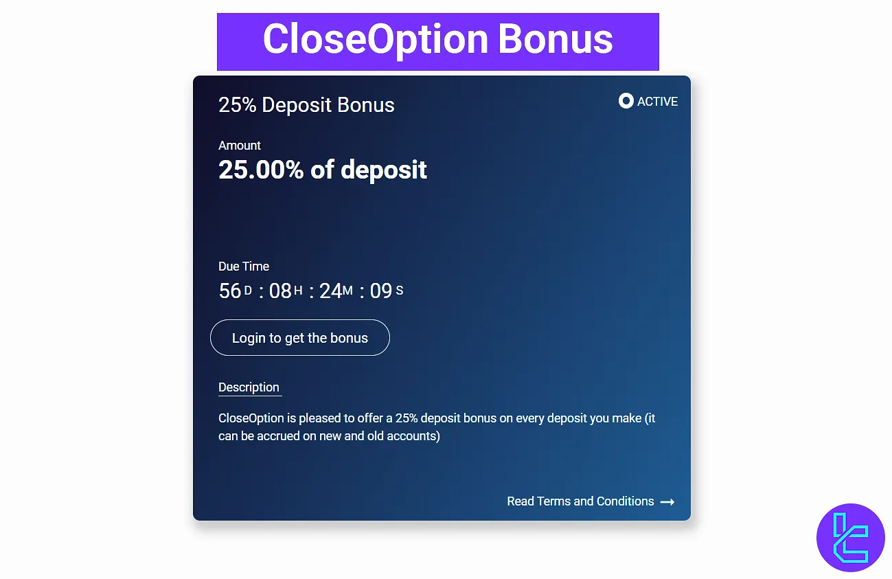 CloseOption Bonus 2025 [25% Deposit Bonus]