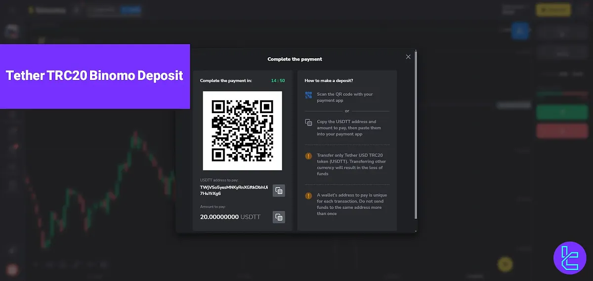 Binomo TRC20 Deposit - Fund your account with a minimum of $10 2025