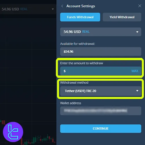 VideForex USDT on Tron withdrawal amount