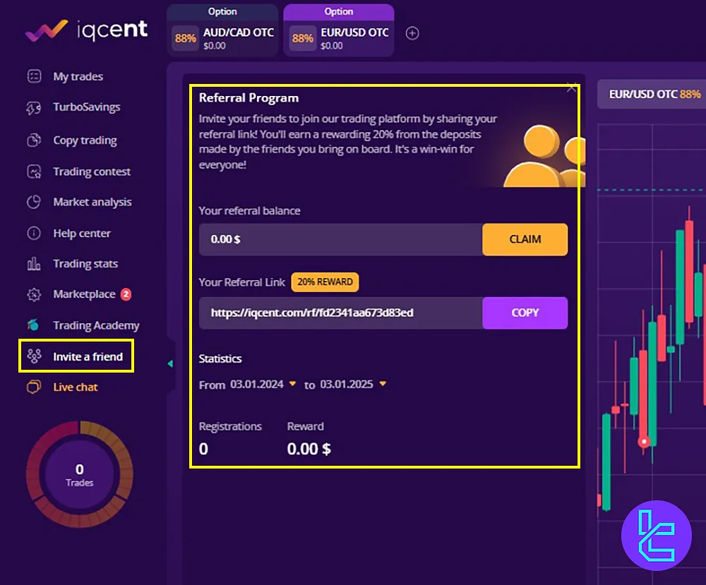 IQcent Dashboard Friend Invitation