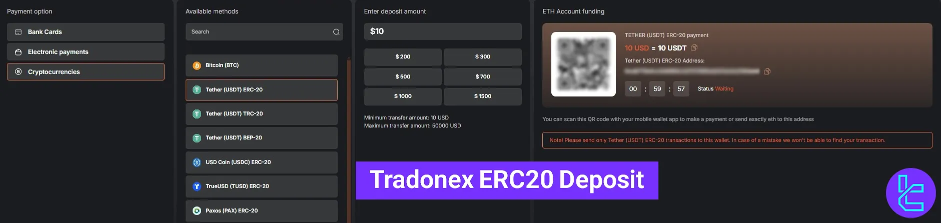 Tradonex ERC20 Deposit 2025 [1-minute Processing Time]