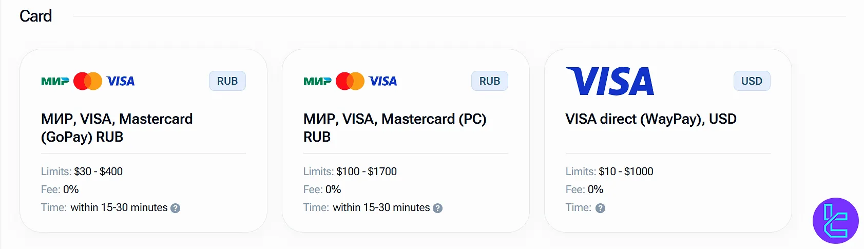 Amarkets deposit section and bank card options