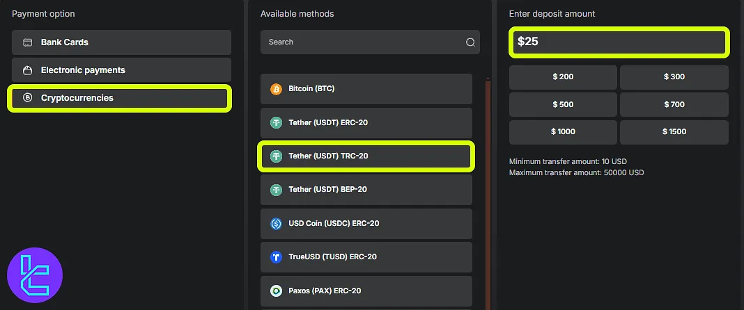 Tradonex TRC-20 funding page