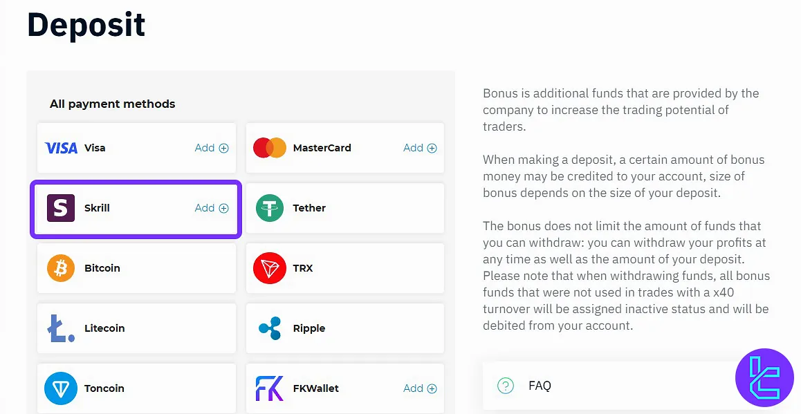 Binarium Skrill deposit from all payment method