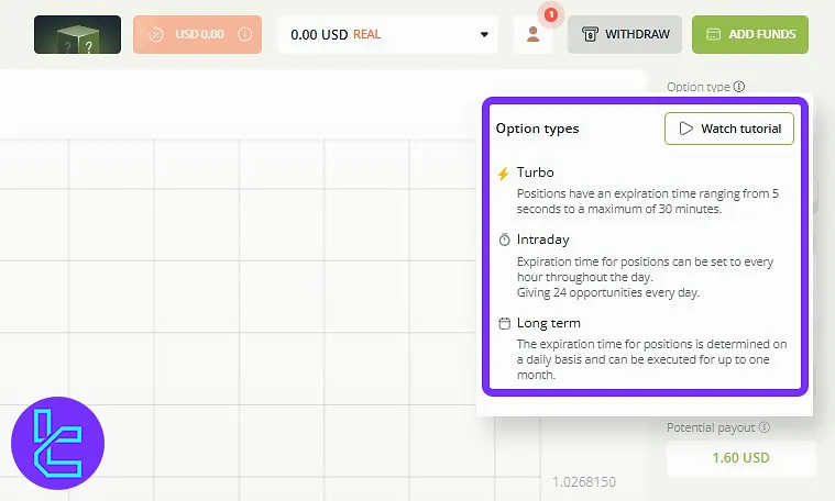 RaceOption platform option types