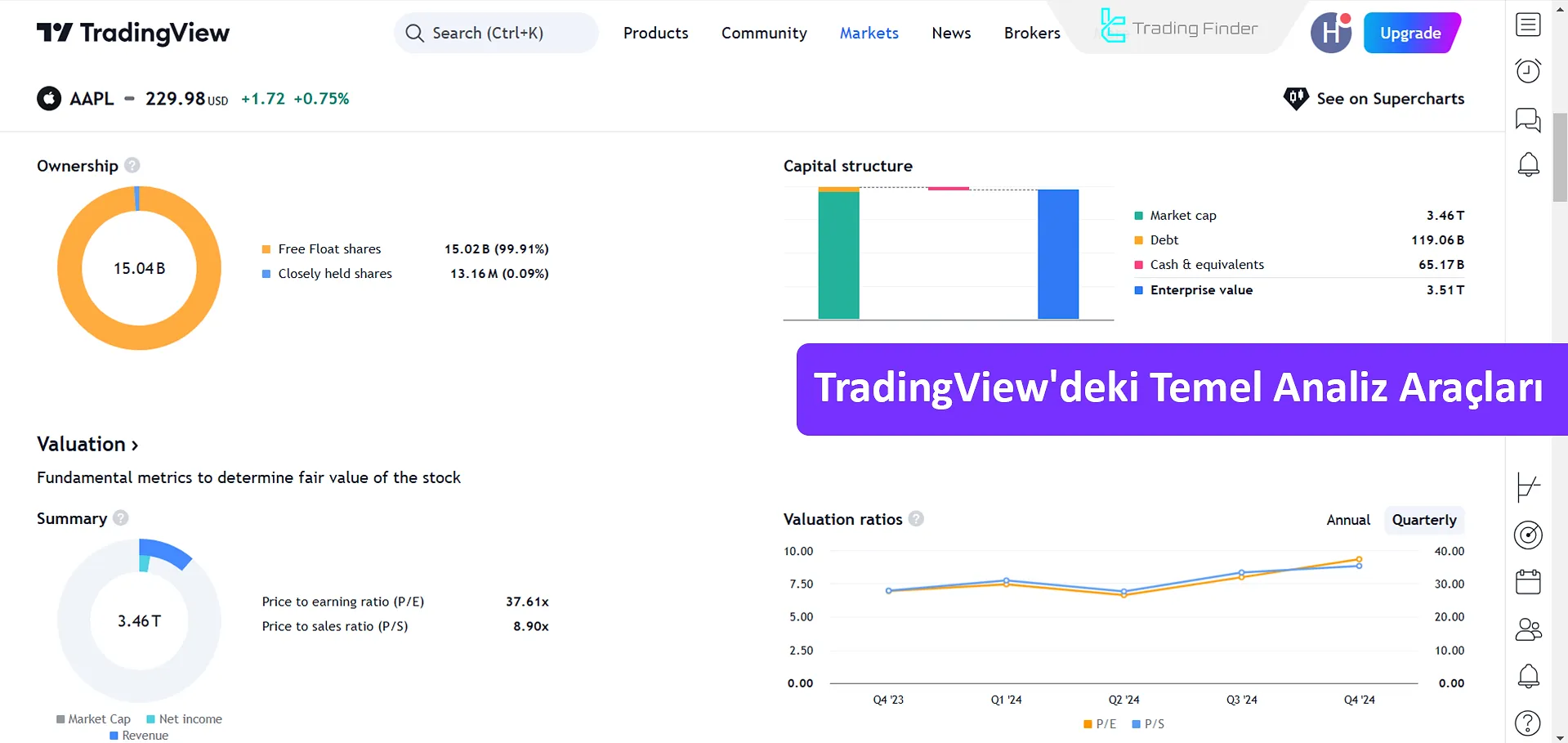 TradingView temel analiz verisi