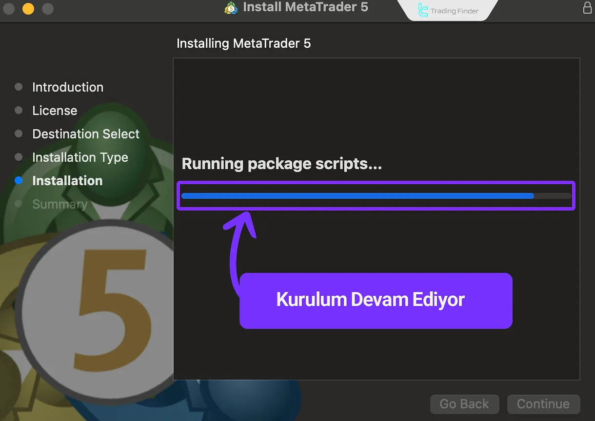MetaTrader 5 kurulumu devam ediyor
