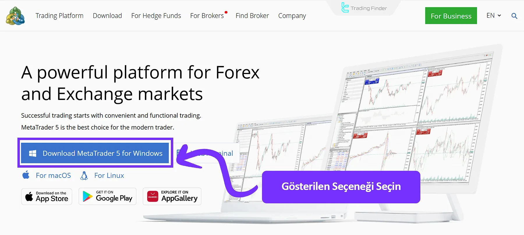 Web sitesi üzerinden MetaTrader 5 indir