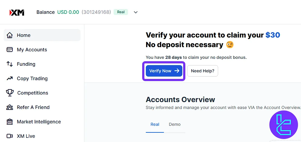 XM Group KYC process from the dashboard