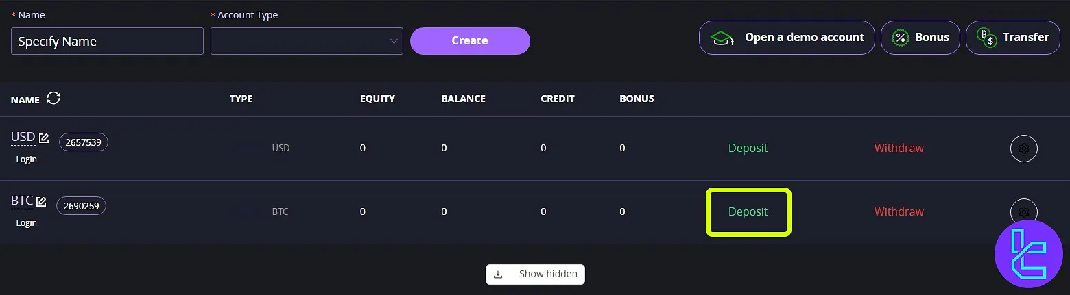 Crystal Ball Markets Bitcoin funding process