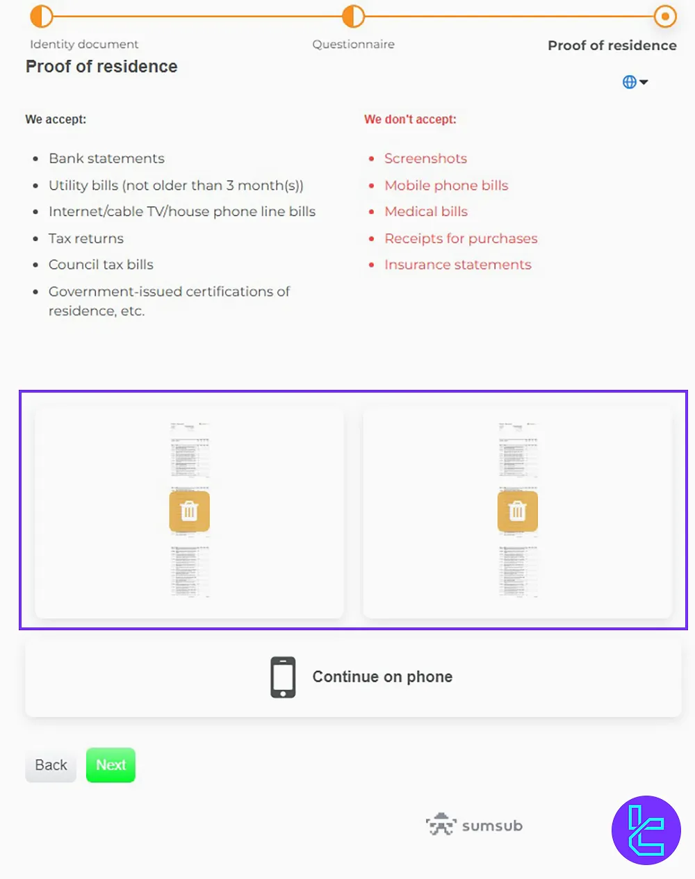 Uploading proof of address for Alpari Binary KYC