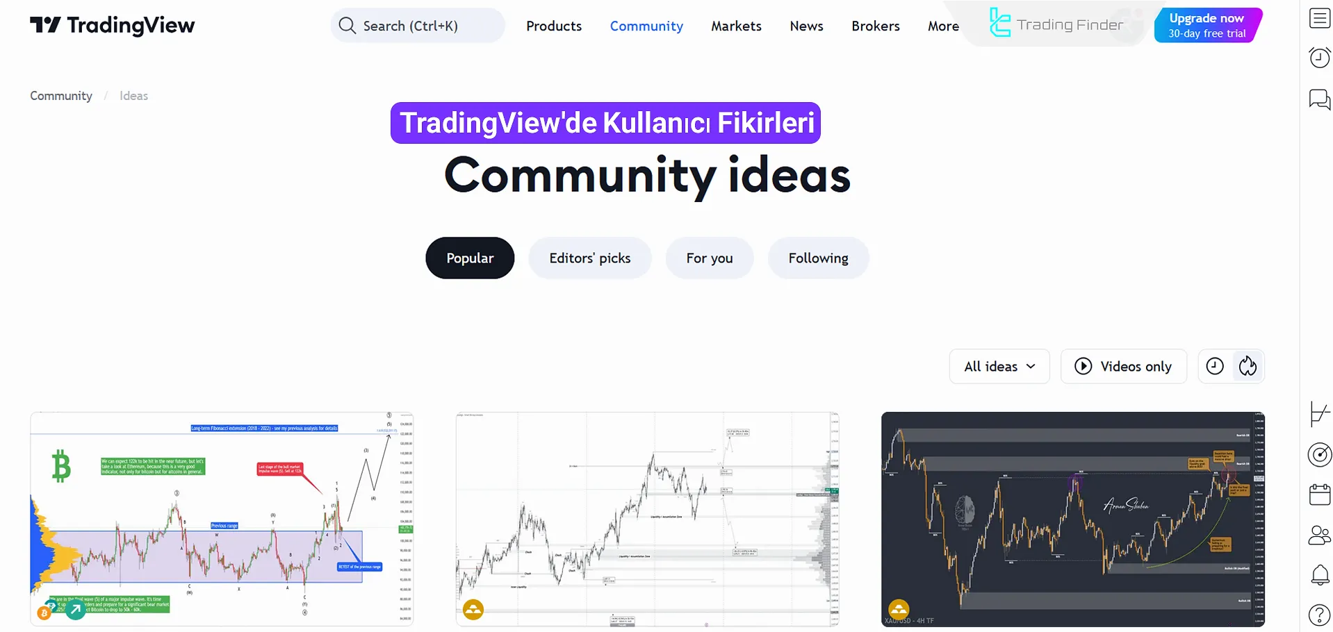 TradingView platformunda Topluluk Fikirleri