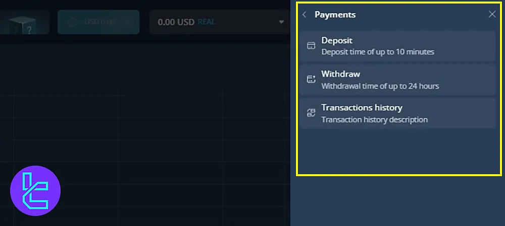 Videforex payments settings dashboard