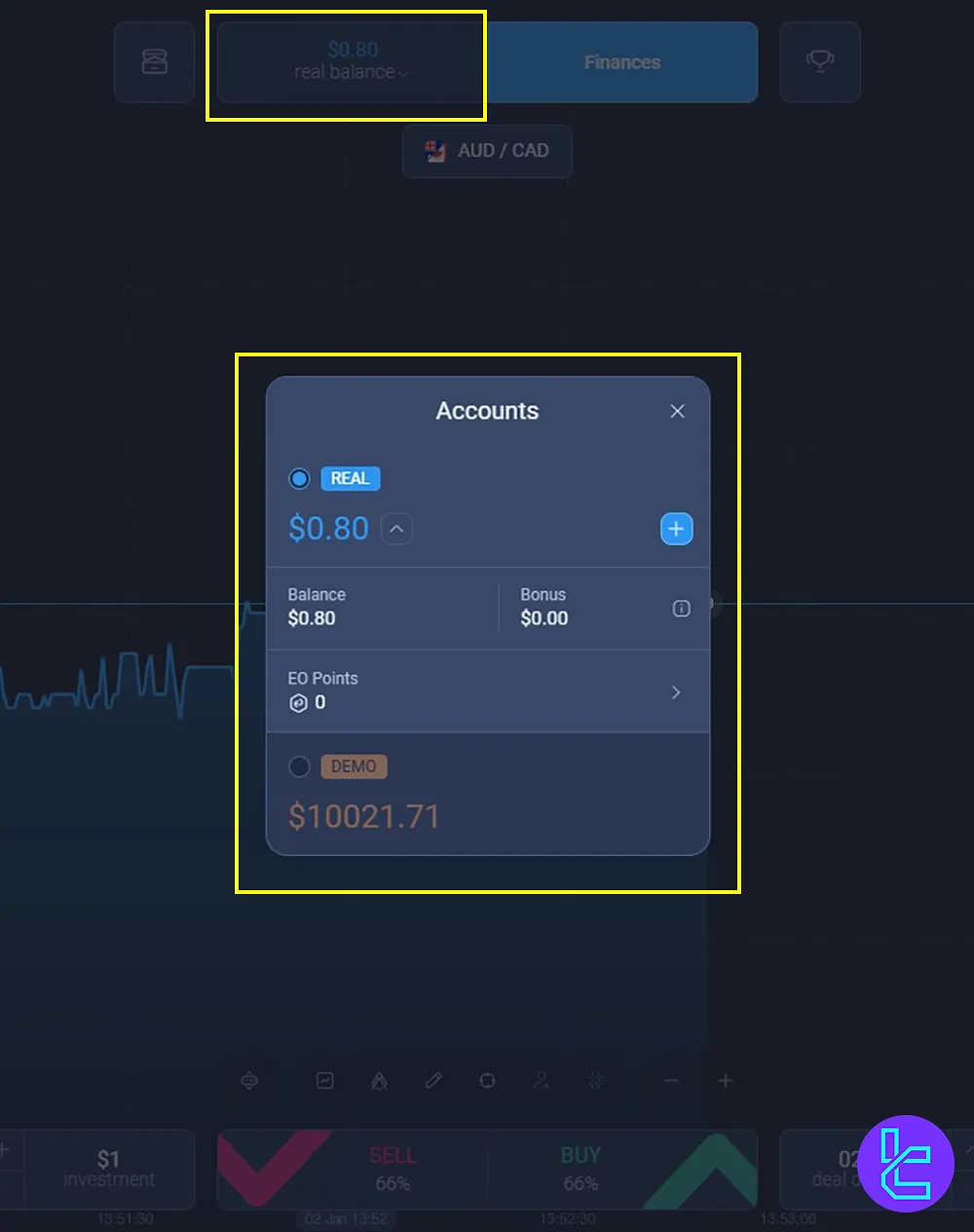 Choosing Trading Account Type on the Expert Option Platform