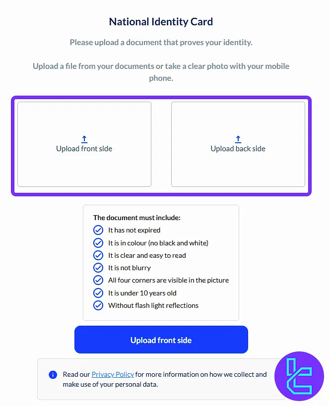 Proof of identification document upload for Skilling KYC