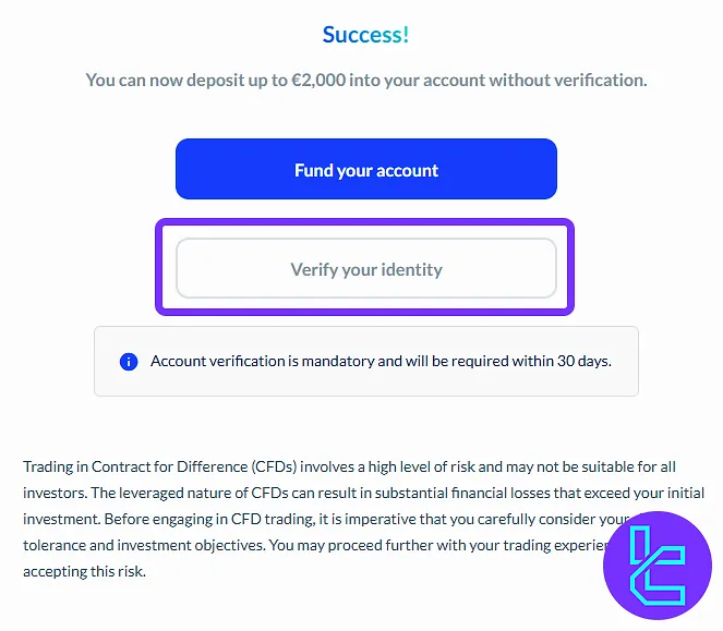 Verify your identity option for Skilling KYC