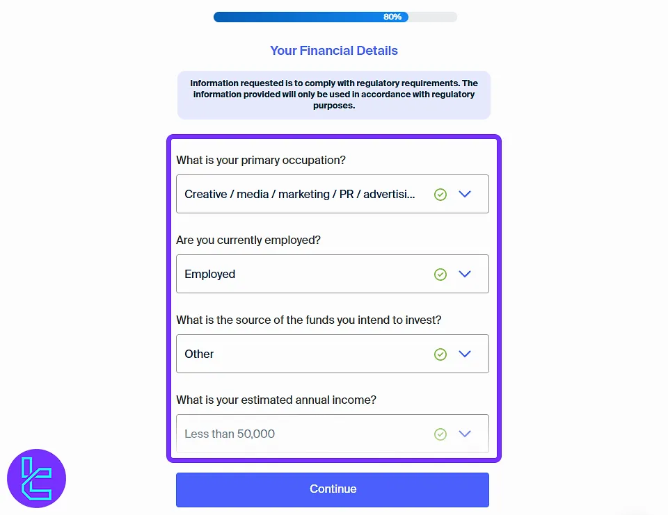 AvaTrade registration financial information form