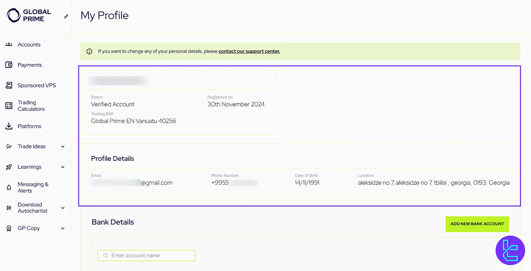 Submitting the KYC documents for GlobalPrime