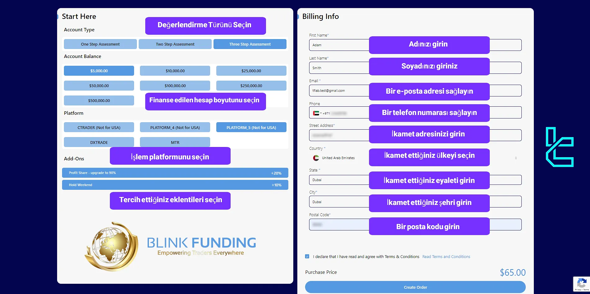 Blink Funding Hesap Kaydı ve KYC