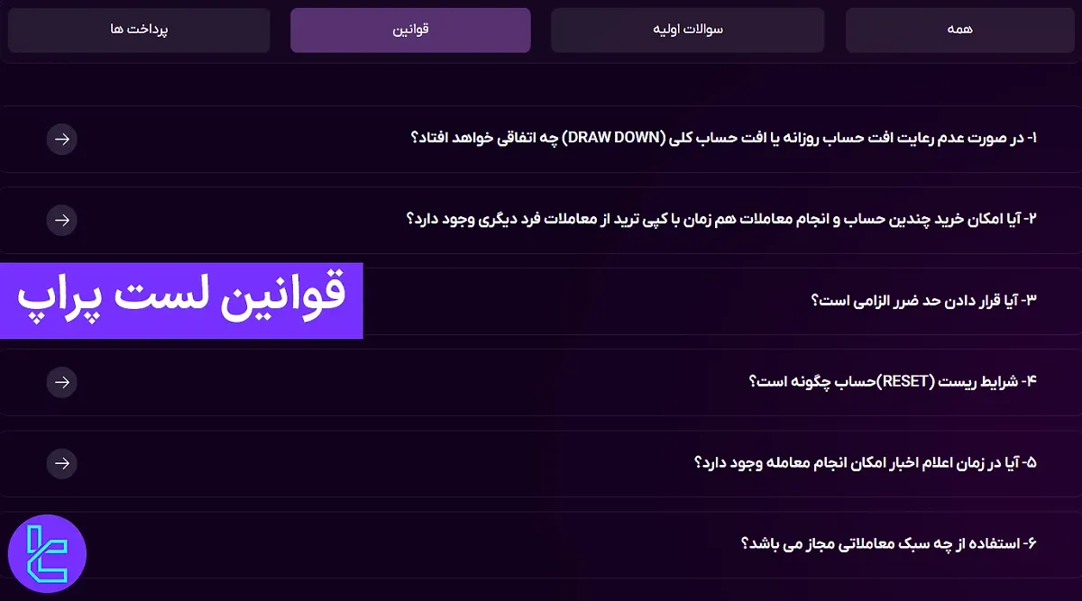 قوانین لست پراپ (LastProp) 1404 [مقررات چالش‌ها، واریز و برداشت]