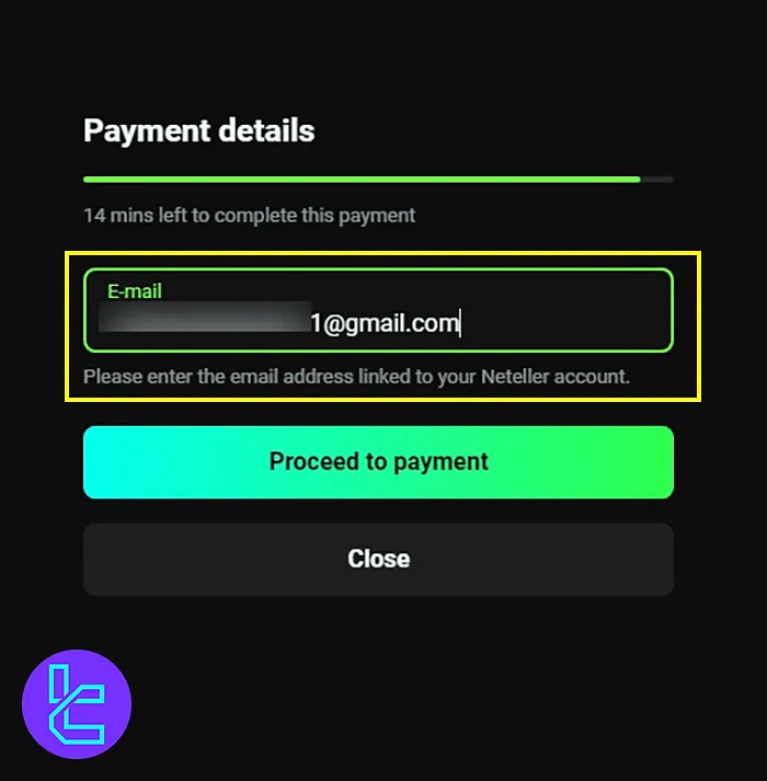 Providing the Neteller email to make an Olymp Trade deposit