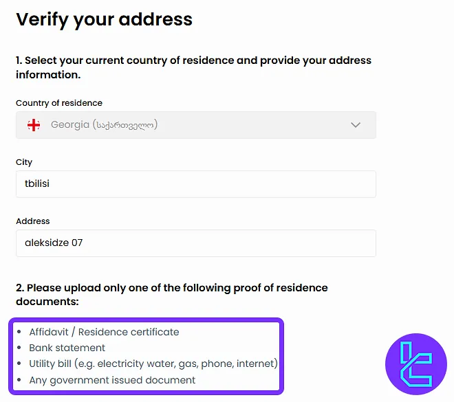 JustMarkets identification proof of residence